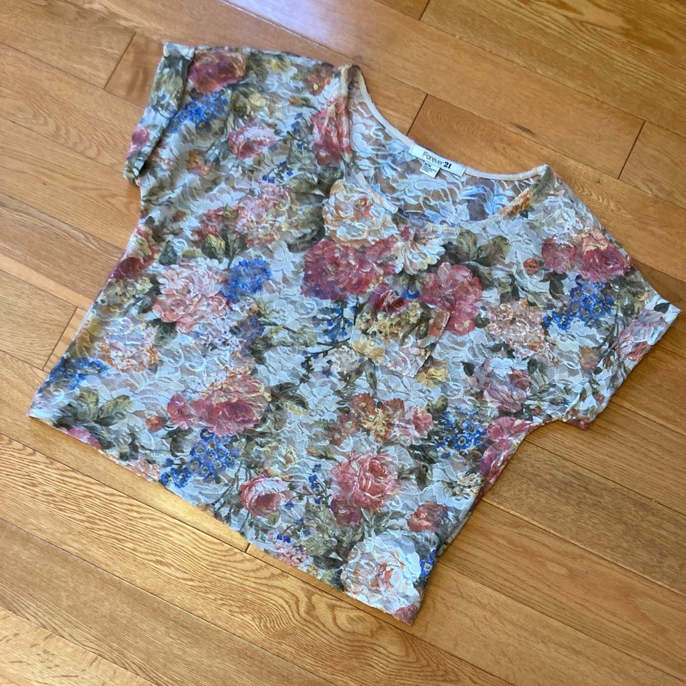 Forever 21 Floral Crop Top, M